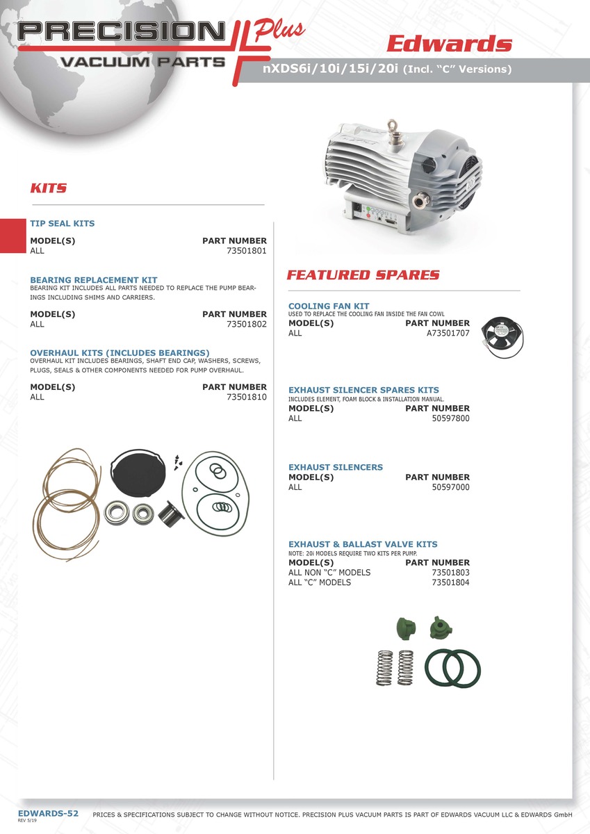 Cooling Fan Kit, Edwards nXDS6i, nXDS10i, nXDS15i, nXDS20i